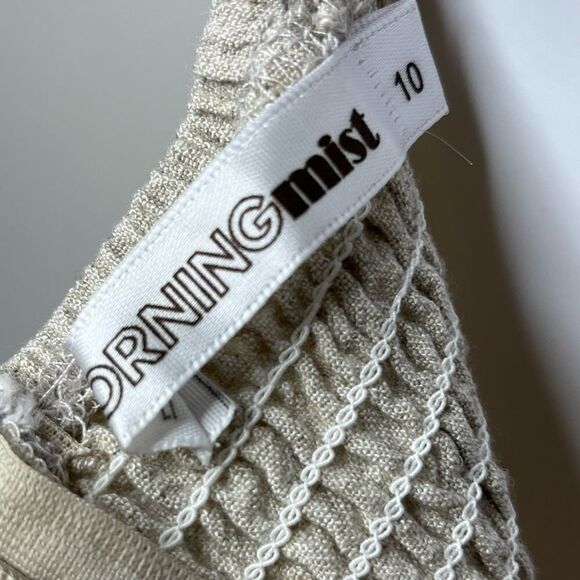 Morning Mist Linen Babydoll Neckline Romper Oatmeal Cream Size Medium - Picture 4 of 4